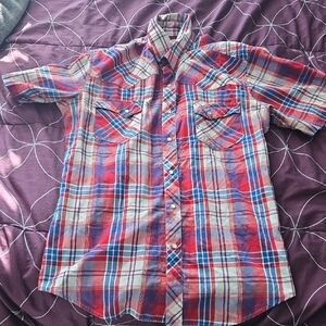 Wrangler Red and Blue Plaid Casual Shirt